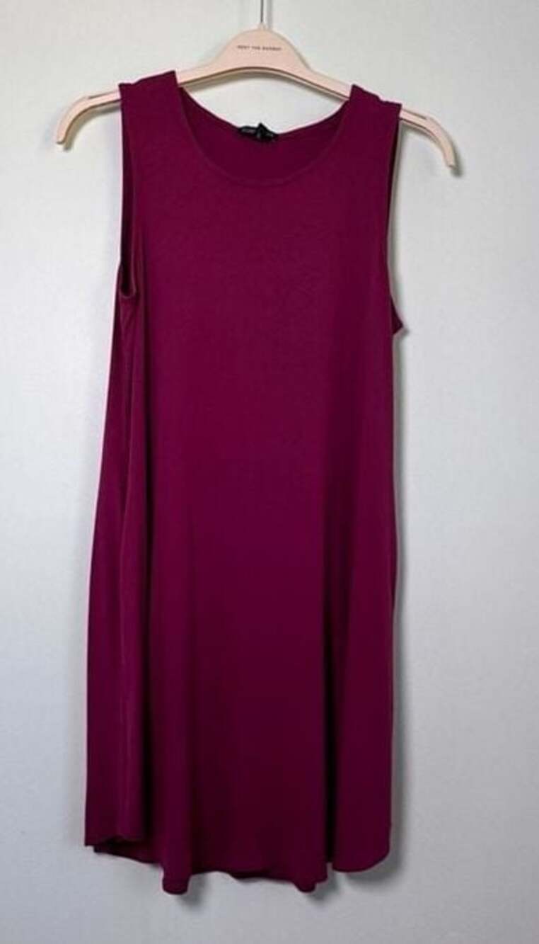 Eileen Fisher Sleeveless Jersey Swing Dress Magenta Size M
